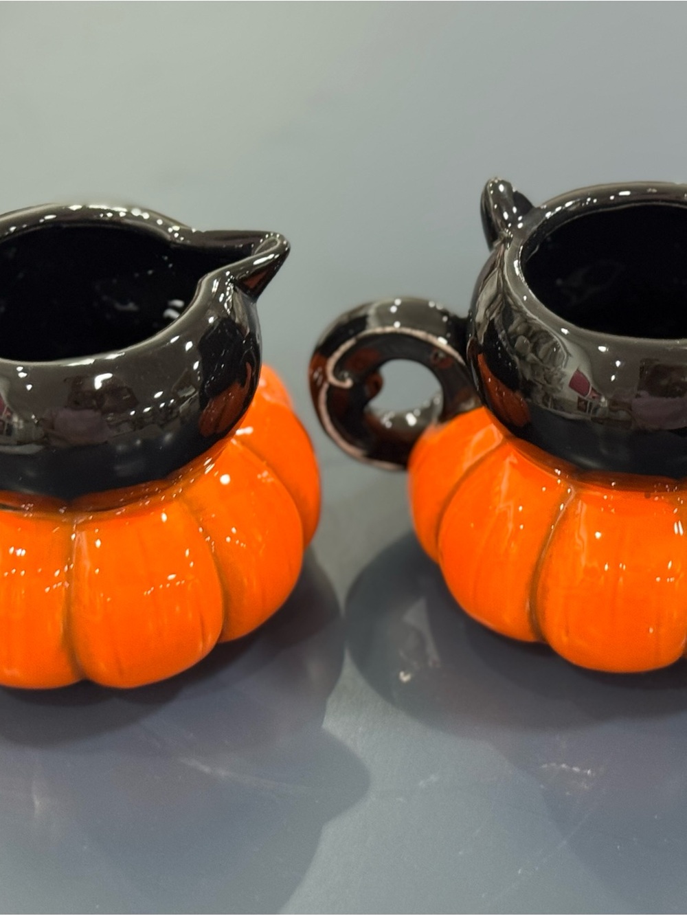 2 Halloween Pumpkin Bat Ceramic Creamer - Orange - Picture 2 of 2
